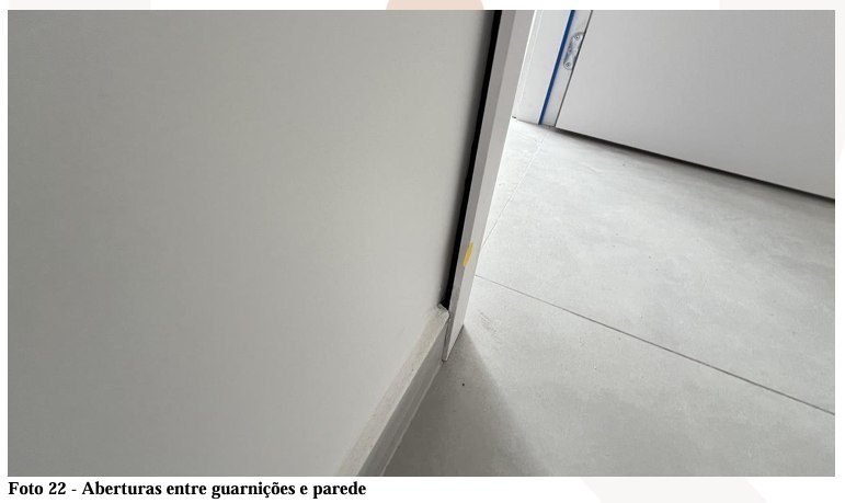 Aberturas entre guarnições e parede